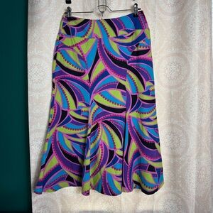 Metrostyle VTG 90s Y2K Linen Cotton A-Line Skirt Trumpet Colorful Size 4